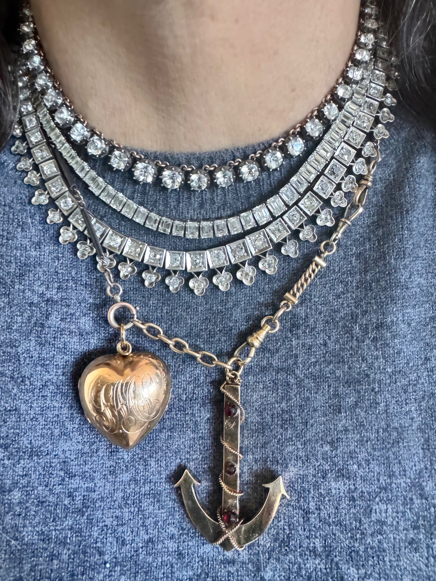 Antique Clear Past Riviére Necklace