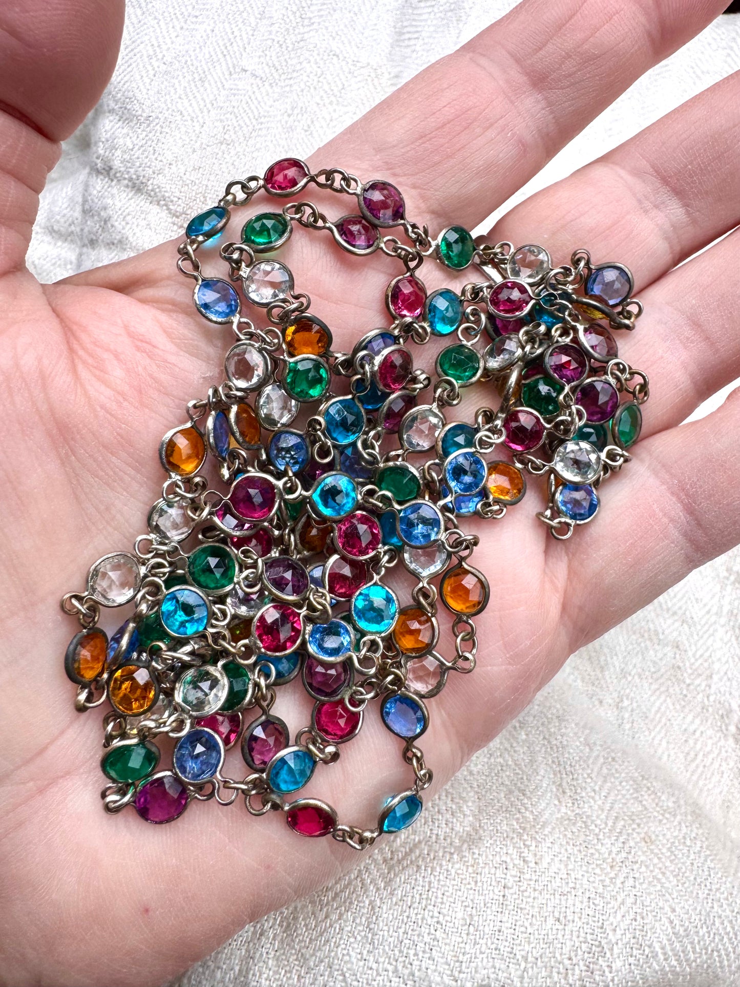 Lovely Long Vintage Paste Harlequin Necklace