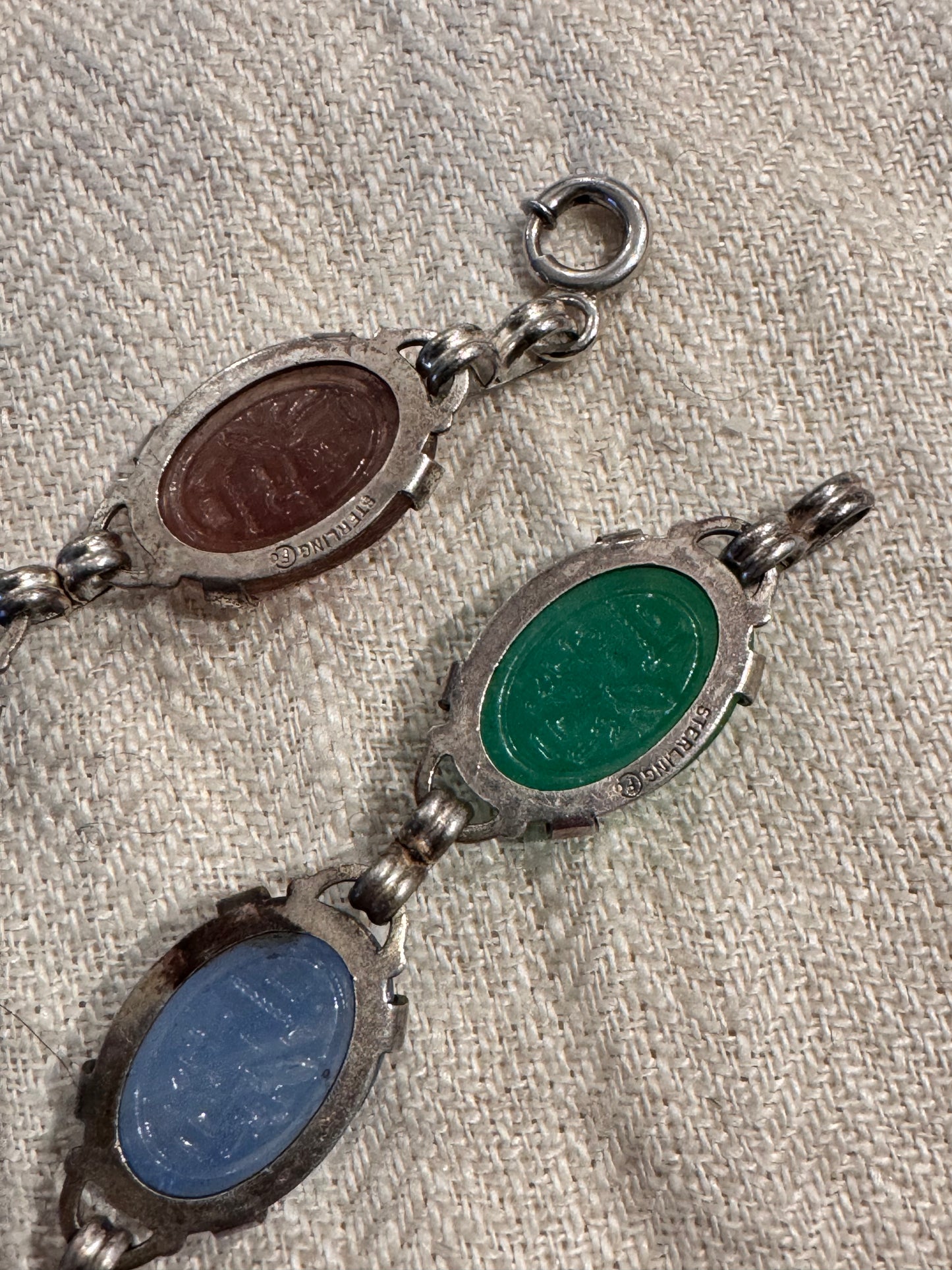 Stunning Czech Glass Scarab Necklace Set in Sterling